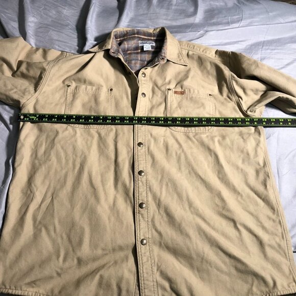 Vintage Carhartt Mens Shirt Jacket XLT Khaki Flannel Lined Snap Shacket S96GKH - Picture 6 of 16